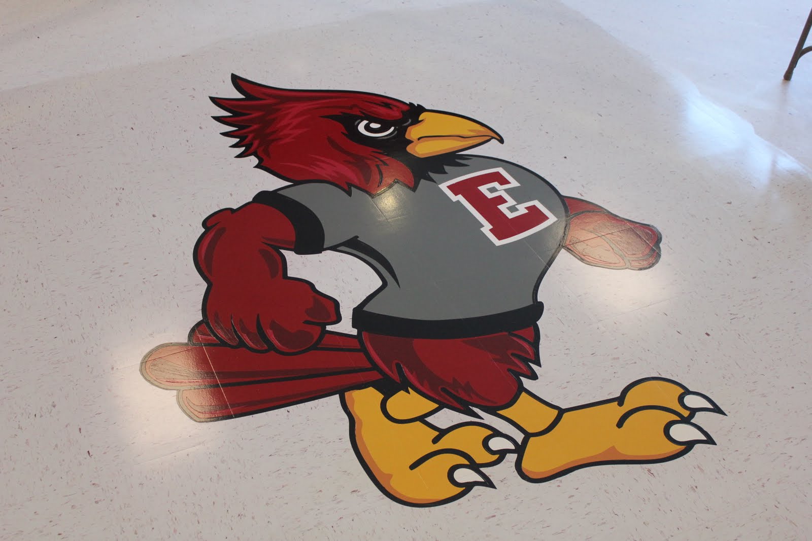 Cardinal Logo on gym floor
