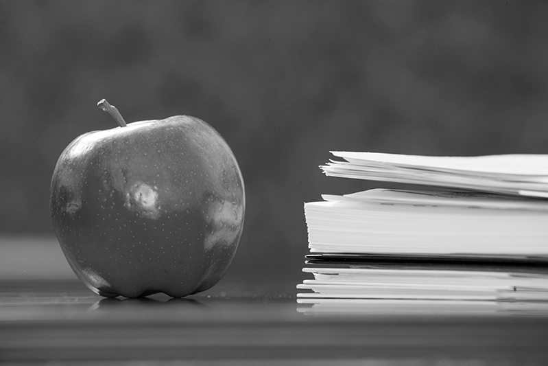 apple on desk