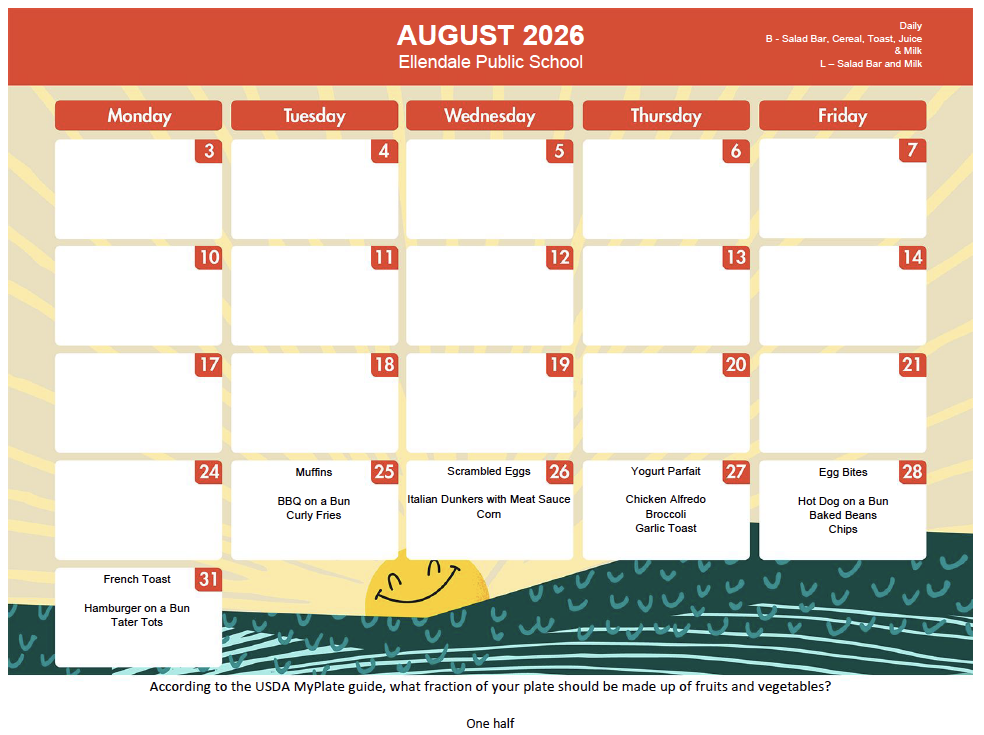 August 26 April Menu